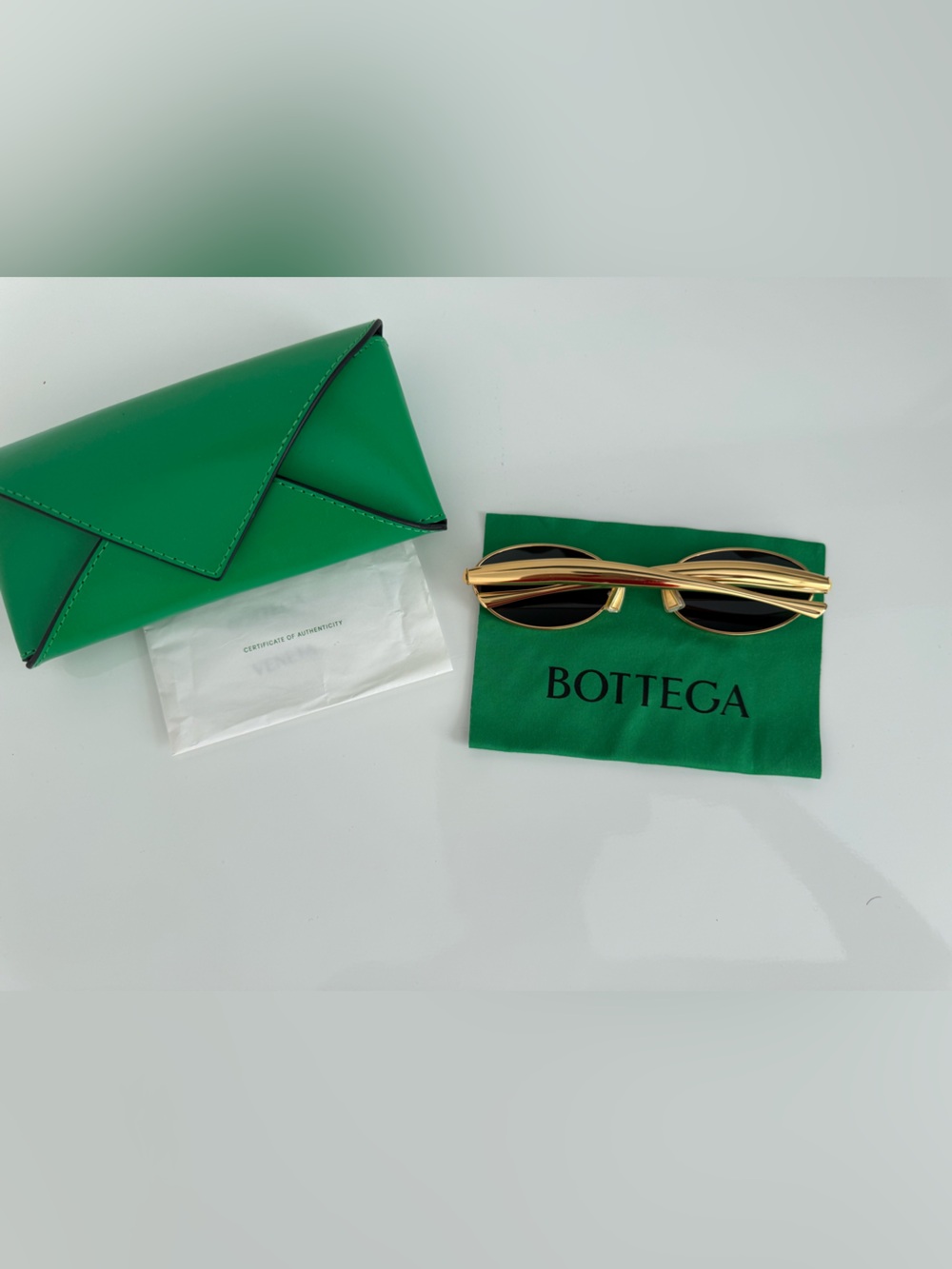 Bottega Veneta Green Case and Gold Frame Sunglasses - BV1386S